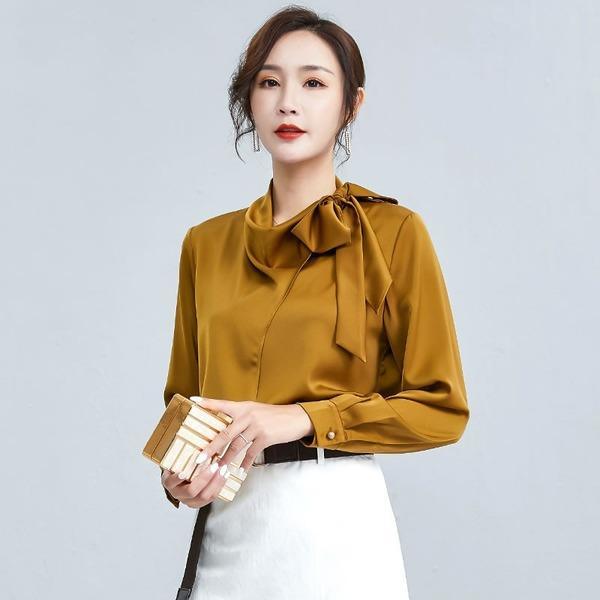 2020 Winter Casual Fashion New Style Temperament All Match Stand Collar Blouse - Omychic