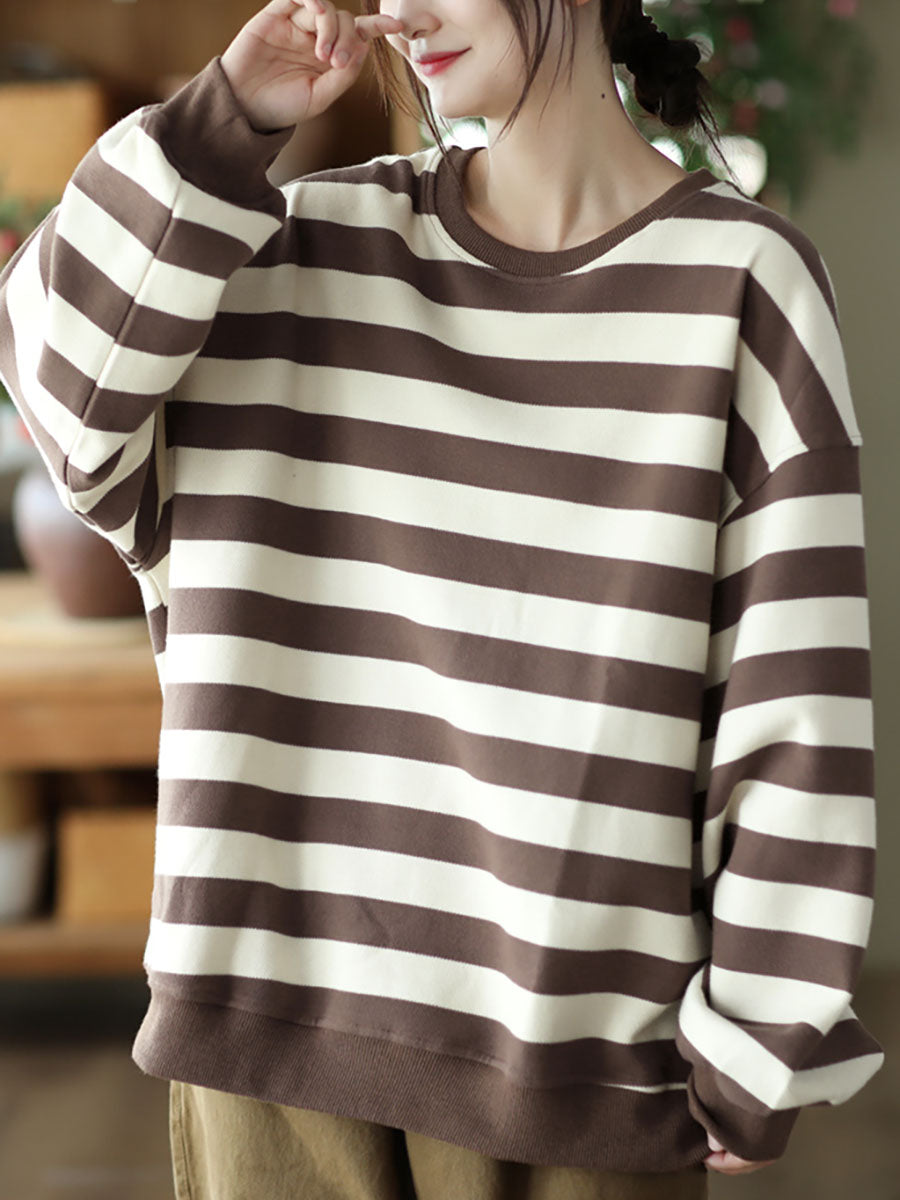 Casual Striped Pullover Loose T-Shirt