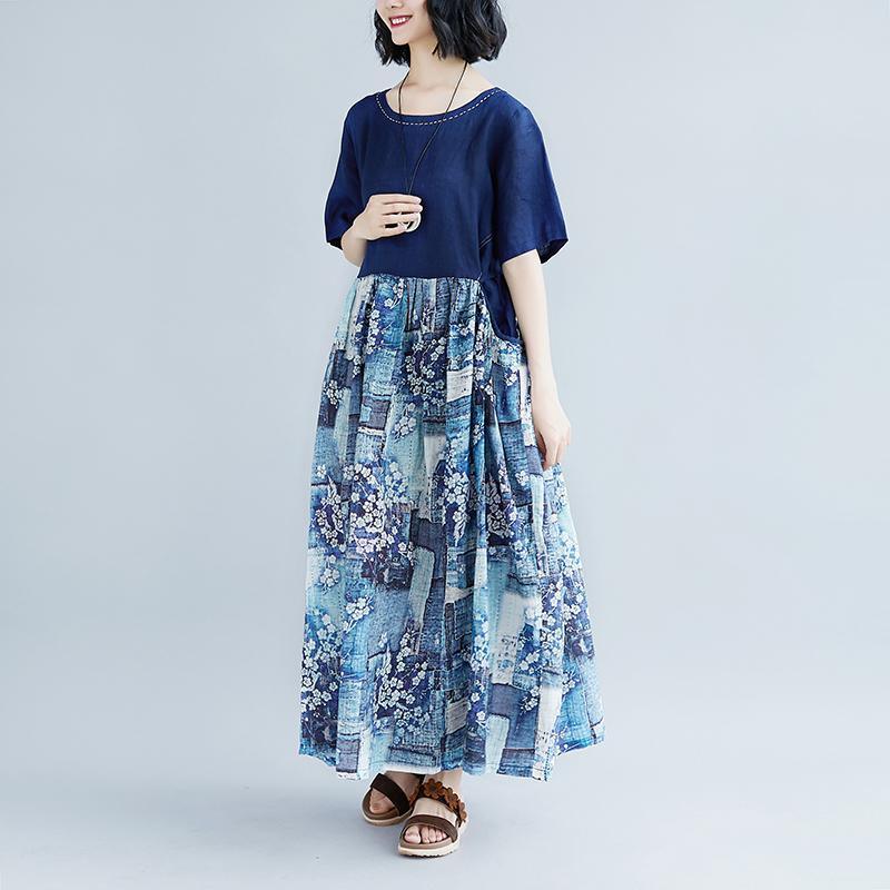 Lacing Summer Short Sleeve Casual Pockets Long Dress - Omychic