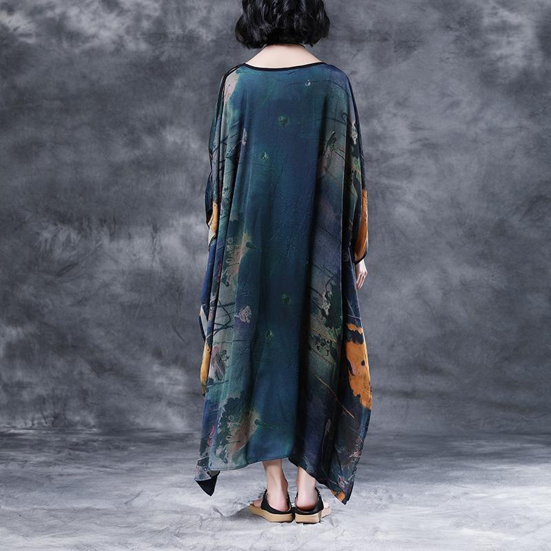 Summer Shoulder Sleeve Printed Long Loose Dress - Omychic