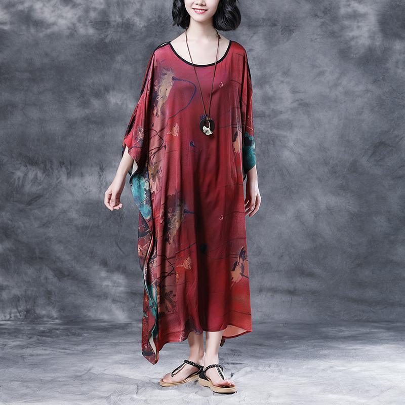 Summer Shoulder Sleeve Loose Printed Long Dress - Omychic