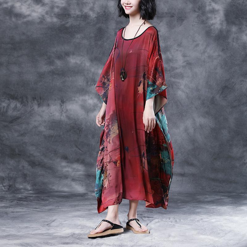 Summer Shoulder Sleeve Loose Printed Long Dress - Omychic