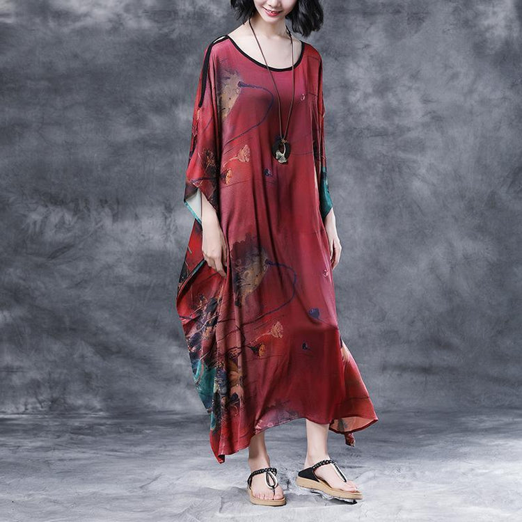 Summer Shoulder Sleeve Loose Printed Long Dress - Omychic