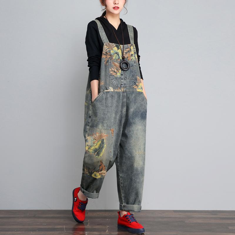 Loose Retro Printing Thin Jumpsuit Summer