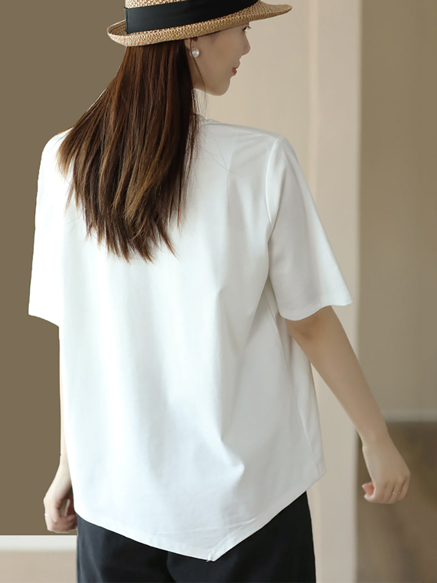 Women Casual Irregular Adjustable Hem Solid Summer Tops