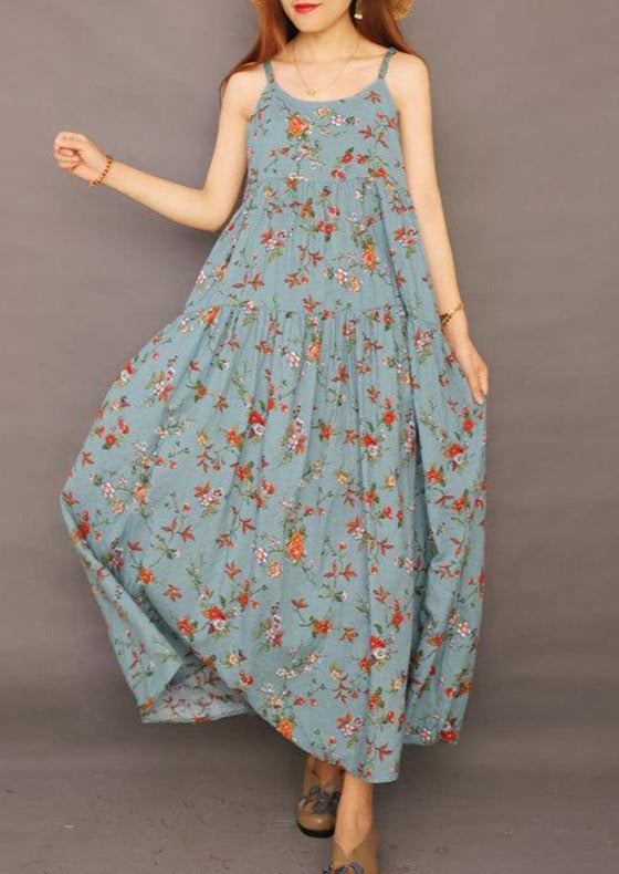 Summer Floral Printed Cool Suspender Dress - Omychic