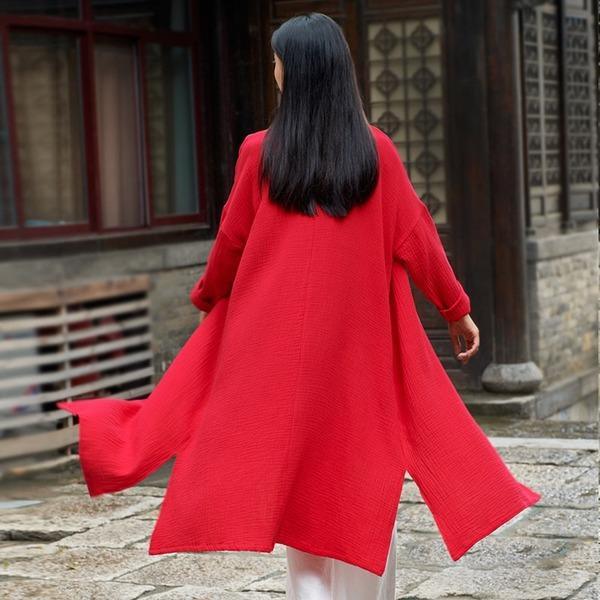 2020 Autumn New Cotton Linen Long Sleeve Quality Loose Women Coat - Omychic