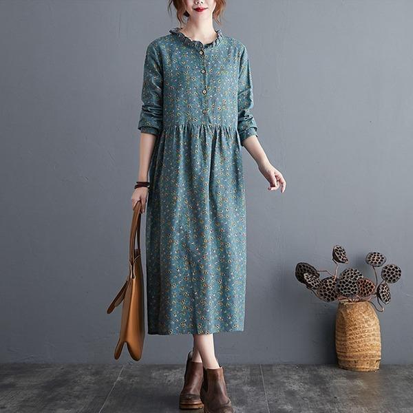 Women Cotton Linen Casual Long Ladies Elegant A-line Dresses - Omychic