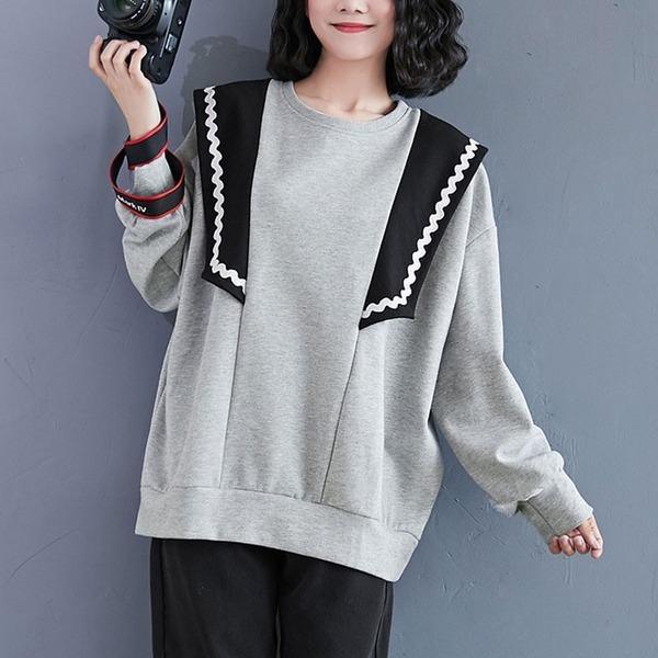 New Arrival 2020 Korean Simple Style Patchwork Color Loose Ladies  Pullovers Hoodies - Omychic