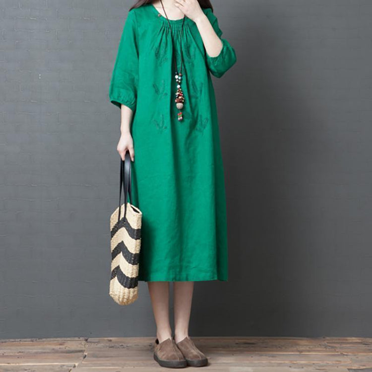 Casual Womens Vintage Linen Half Sleeve Dress - Omychic