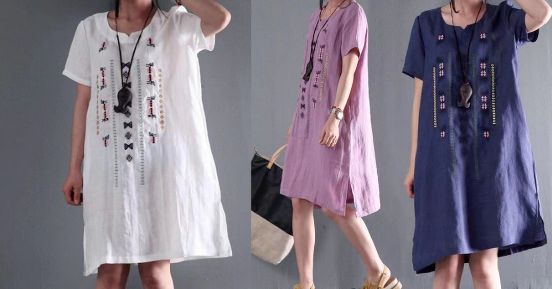 linen sundress white short sleeve summer dresses plus size blouse