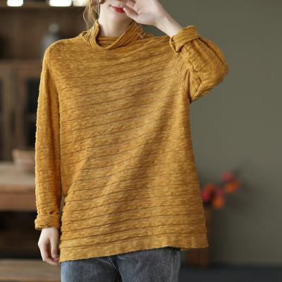 Oversized Chocolate Knitted Blouse High Neck Baggy Sweater Blouse - Omychic