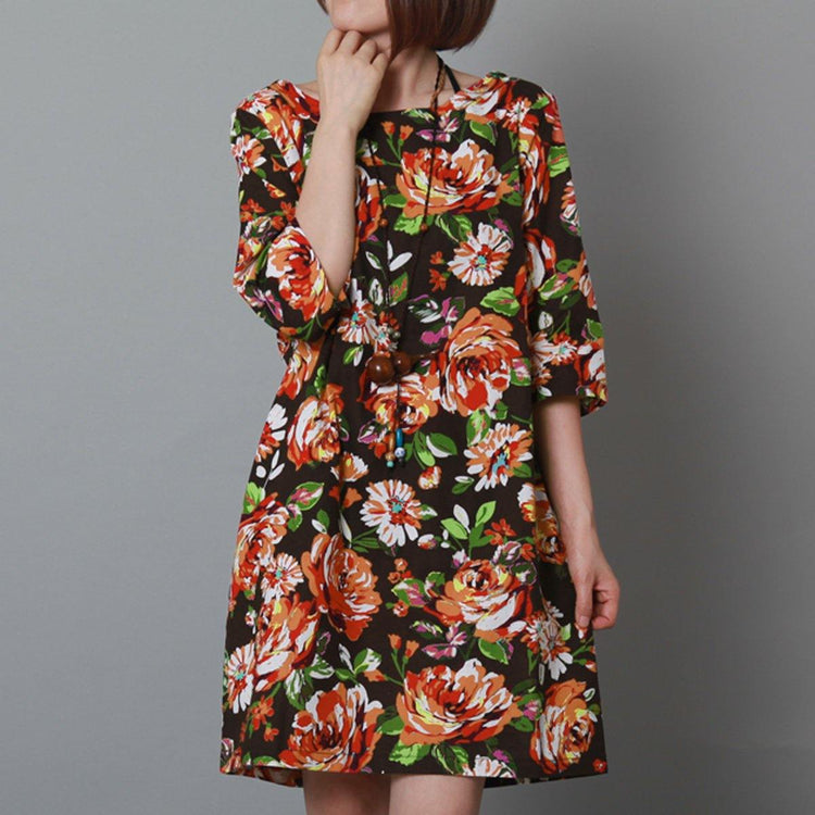 2015 new summer dress cotton floral shift dress black sundress - Omychic