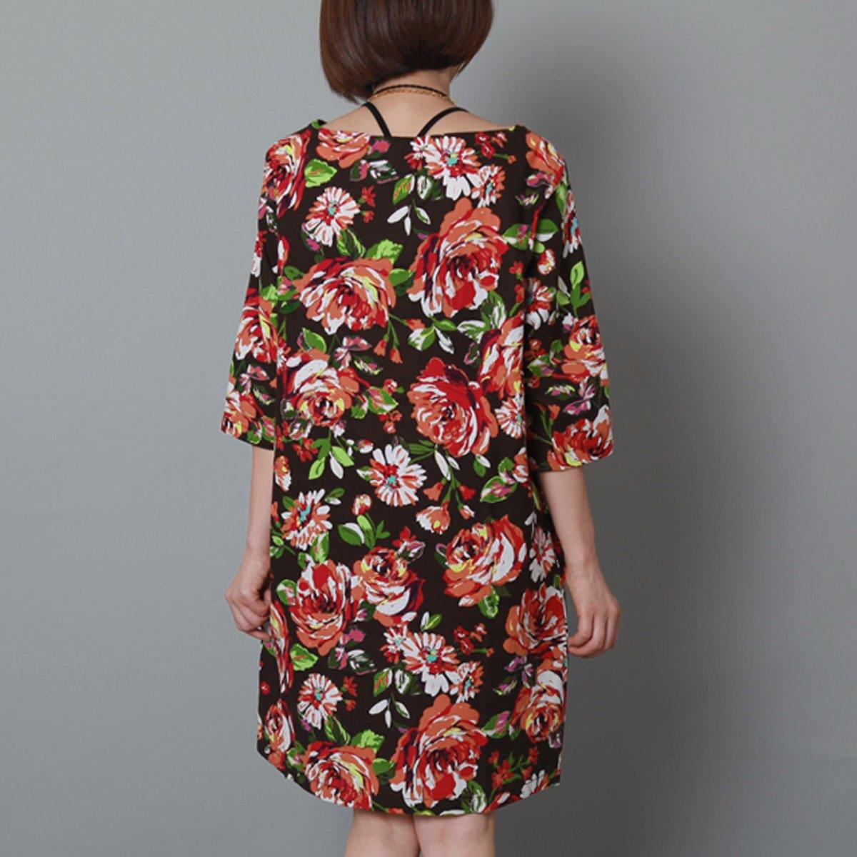2015 new summer dress cotton floral shift dress black sundress - Omychic