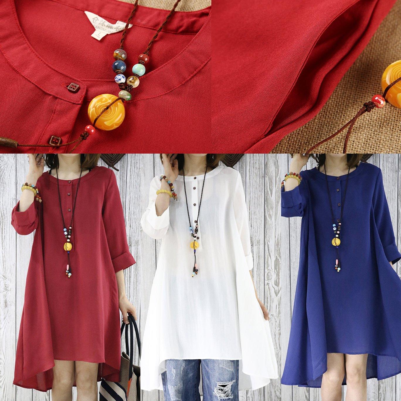 Burgundy cotton sundress causal plus size summer dresses maternity shirt blouse - Omychic