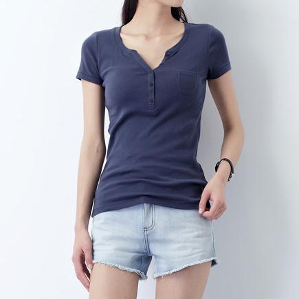 Navy natural cotton women t shirt tunick blouse top plus size - Omychic