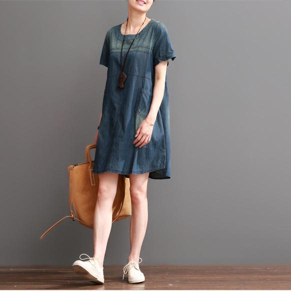 New denim dresses shift dress summer denim sundress - Omychic
