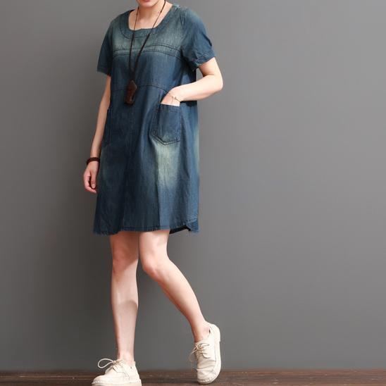 New denim dresses shift dress summer denim sundress - Omychic
