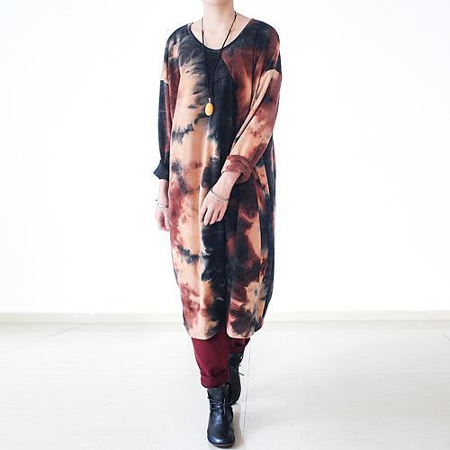 New fall dress plus size maxi dresses cotton woolen gown - Omychic