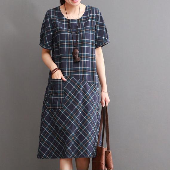 New plaid cotton dress summer casual dresses sundress - Omychic