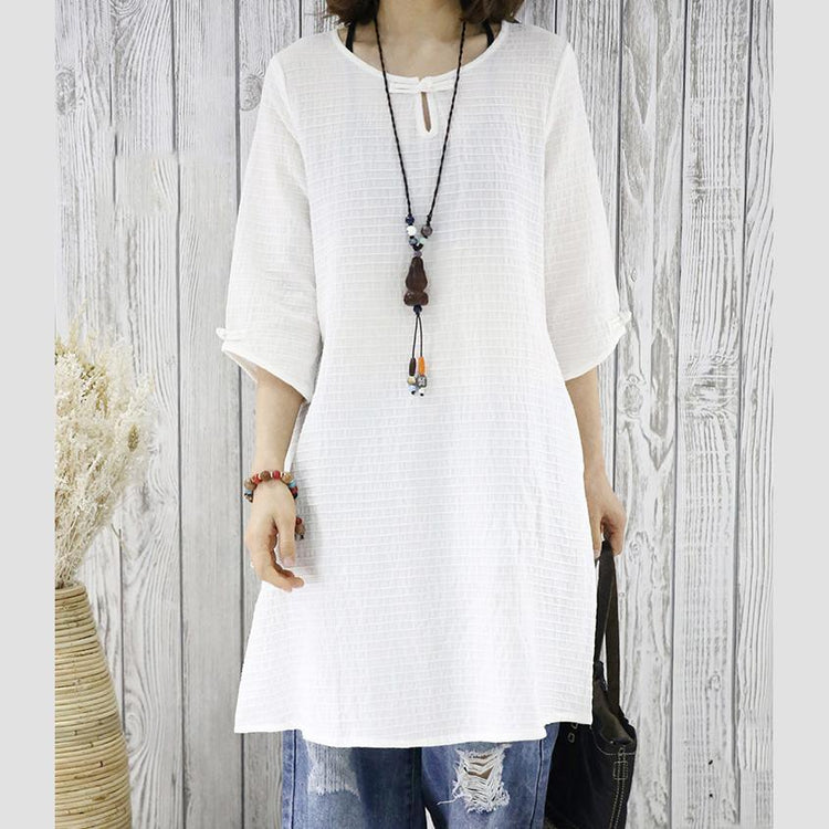 New White Cotton Dress Summer Shirt Dress Plus Size Women Blouse Sundresses ( Limited Stock) - Omychic