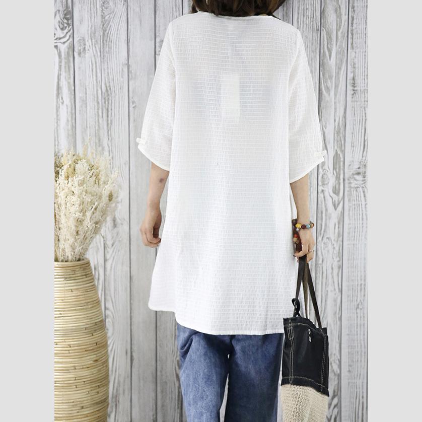 New White Cotton Dress Summer Shirt Dress Plus Size Women Blouse Sundresses ( Limited Stock) - Omychic
