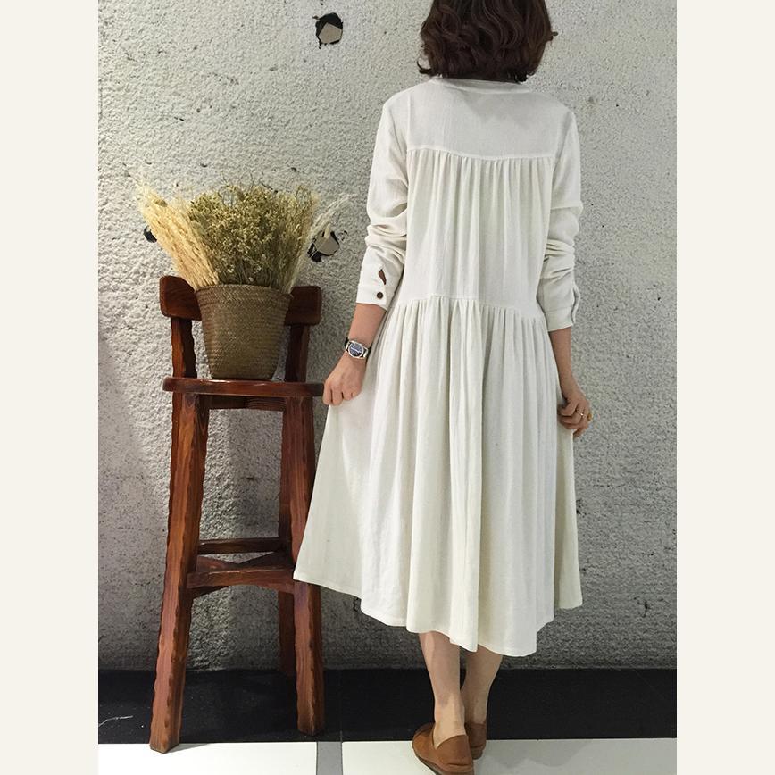 New white linen dress summer dresses plus size linen maxi dress oversize sundresses - Omychic