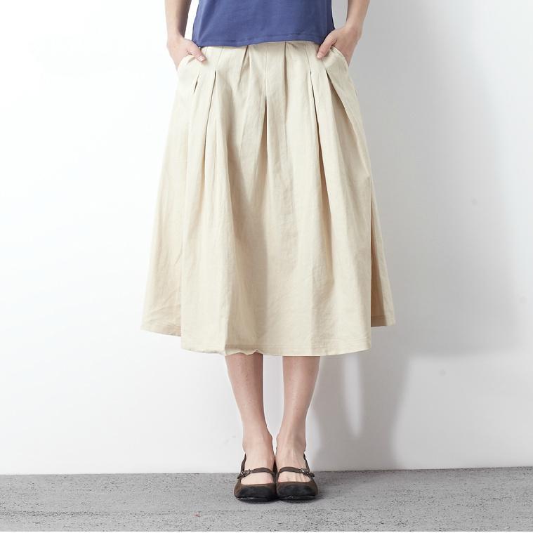 Nude summer linen maxi skirt loose fitting casual khaki long skirts - Omychic