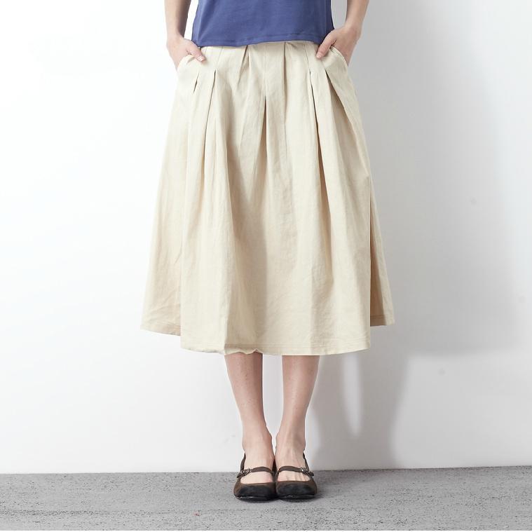 Nude summer linen maxi skirt loose fitting casual khaki long skirts - Omychic