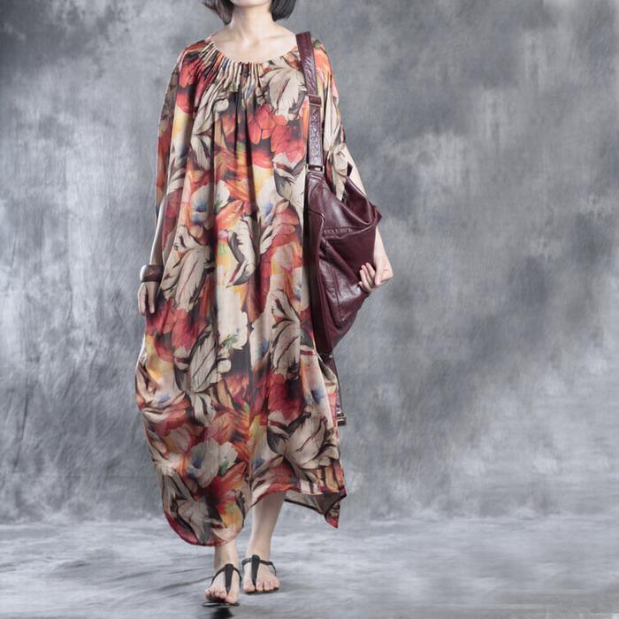 Unique floral maxi dress oversize dresses asymmetrical caftans - Omychic