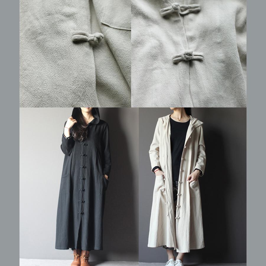 black linen cardigan dress plus size long maxi coat summer linen clothing - Omychic