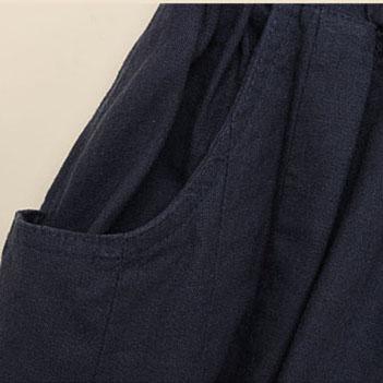 black pockets linen maxi skirt summer cotton long skirts - Omychic