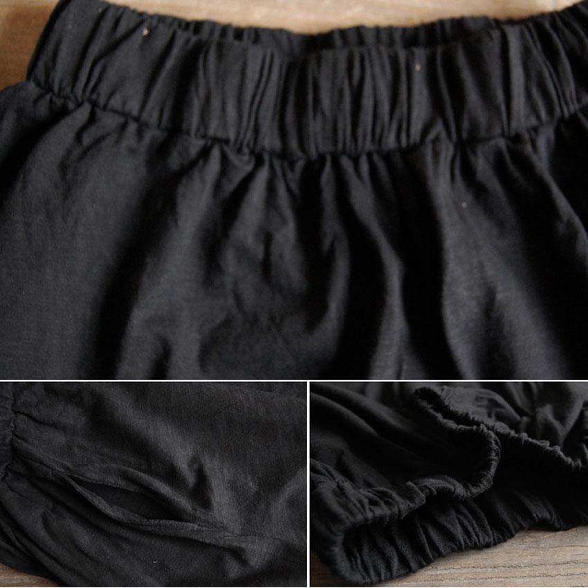 black retro cotton maxi skirt elastic wait summer skirts - Omychic