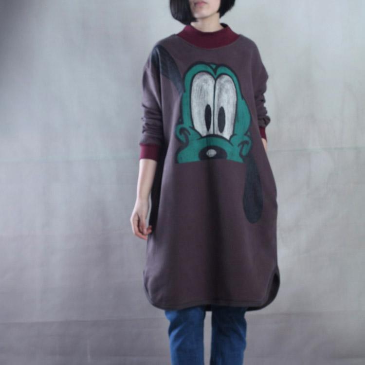 fall dresses Mickey print velvet inside thick - Omychic
