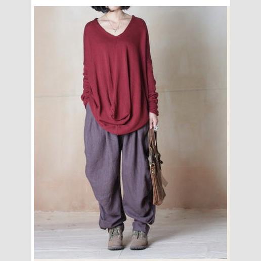 fall gray women pants harem pants linen trousers - Omychic
