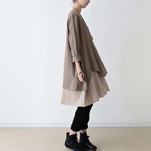 fall layered maternity dress plus size shift dresses long sleeve - Omychic