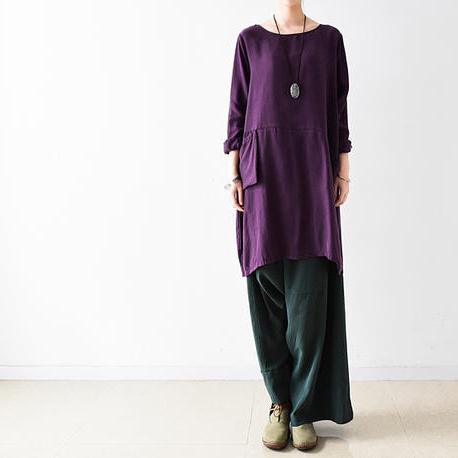 fall purple long sleeve silk dress plus size shift dresses - Omychic