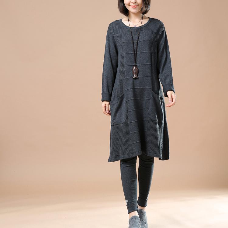 gray sweaters plus size pullover dresses - Omychic