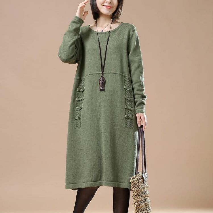 green oversized sweaters woman plus size winter dress - Omychic