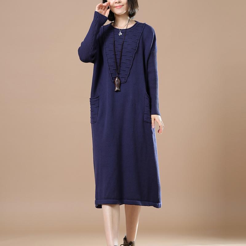 long navy knit maxi dresses sweaters oversized caftans - Omychic