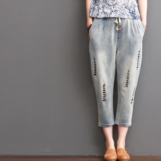 ripped pants summer women crop pants - Omychic