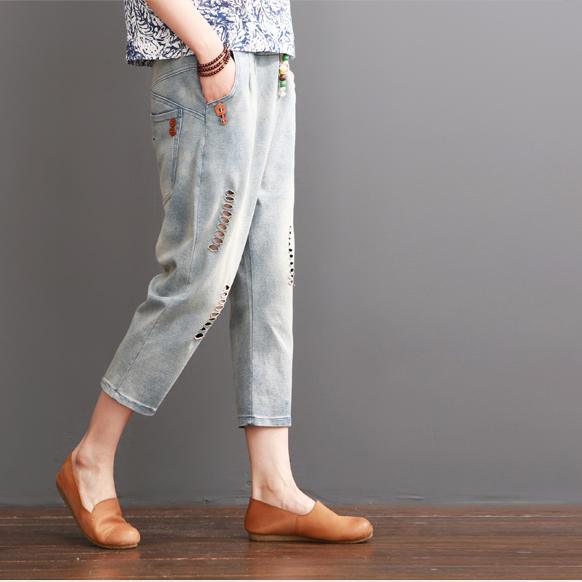 ripped pants summer women crop pants - Omychic