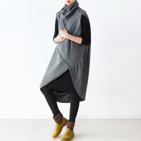 winter asymmetrical sweaters plus size knit dresses two pieces linen and woolen blended New Fabric - Omychic