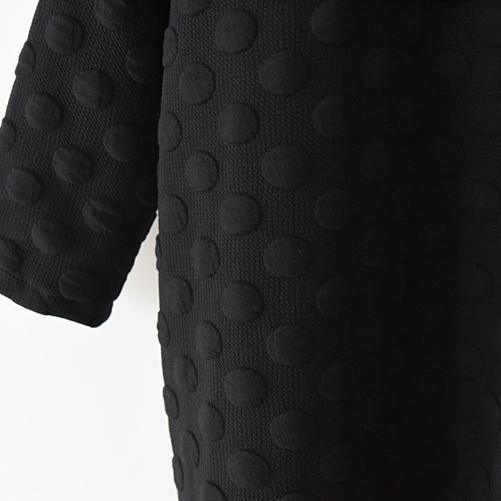 winter black long dresses plus size cotton dresses dotted turtle neck - Omychic