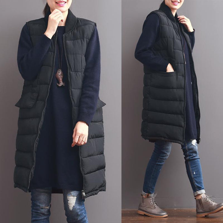winter black oversized down jacket vest - Omychic