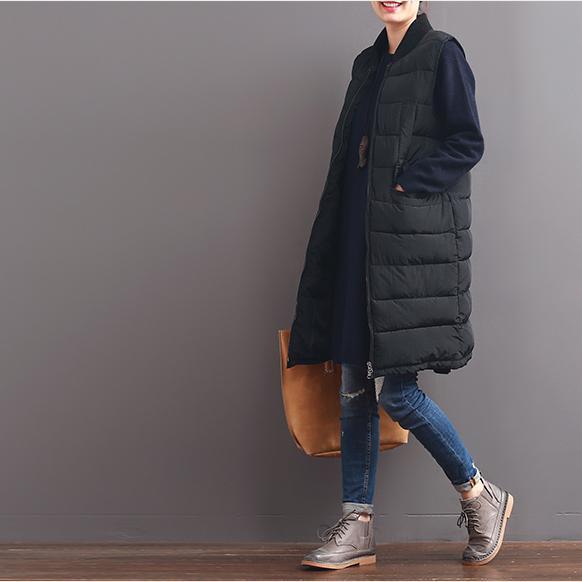 winter black oversized down jacket vest - Omychic