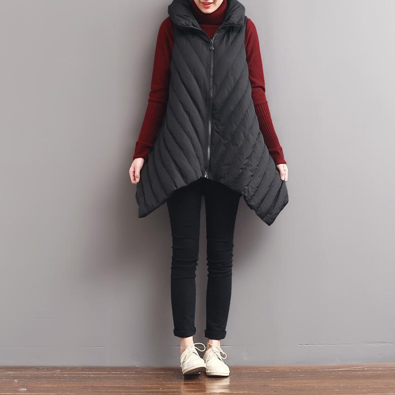 winter black warm down jacket vest X shape - Omychic