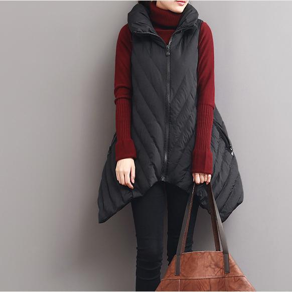 winter black warm down jacket vest X shape - Omychic