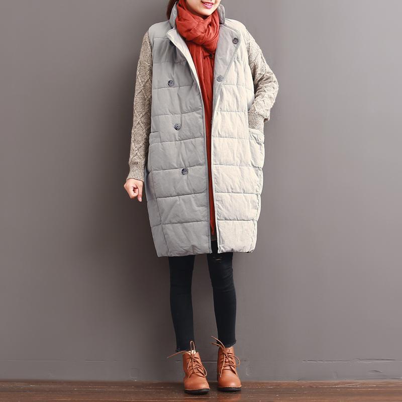 winter light gray cotton down jackets lace detialed warm coats - Omychic
