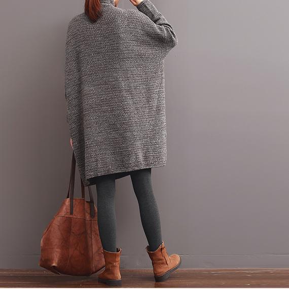 winter plus size gray sweaters oversized knit dress blouse - Omychic